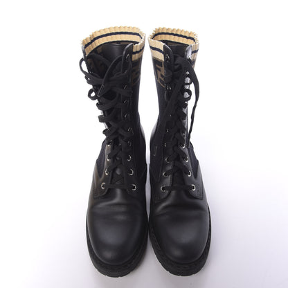 Fendi Calfskin Stretch Fabric Rockoko Biker Boots 39 Tobacco Black Marino 5 of 9