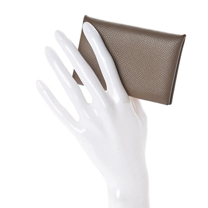 Hermes Epsom Calvi Card Case Etoupe 2 of 6
