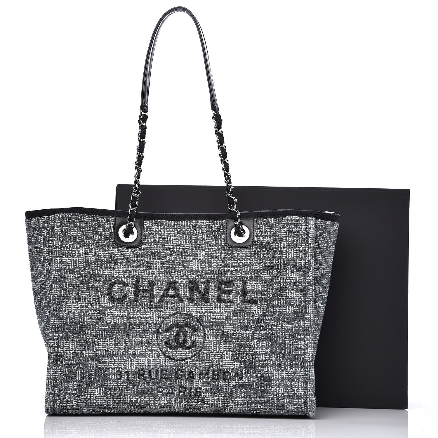 Chanel Canvas Small Deauville Tote Charcoal 8 of 8
