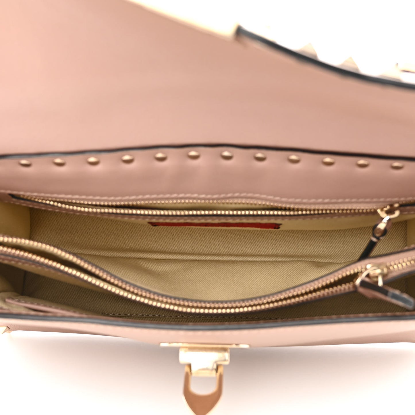 Vitello Small Rockstud Single Handle Flap Bag Poudre