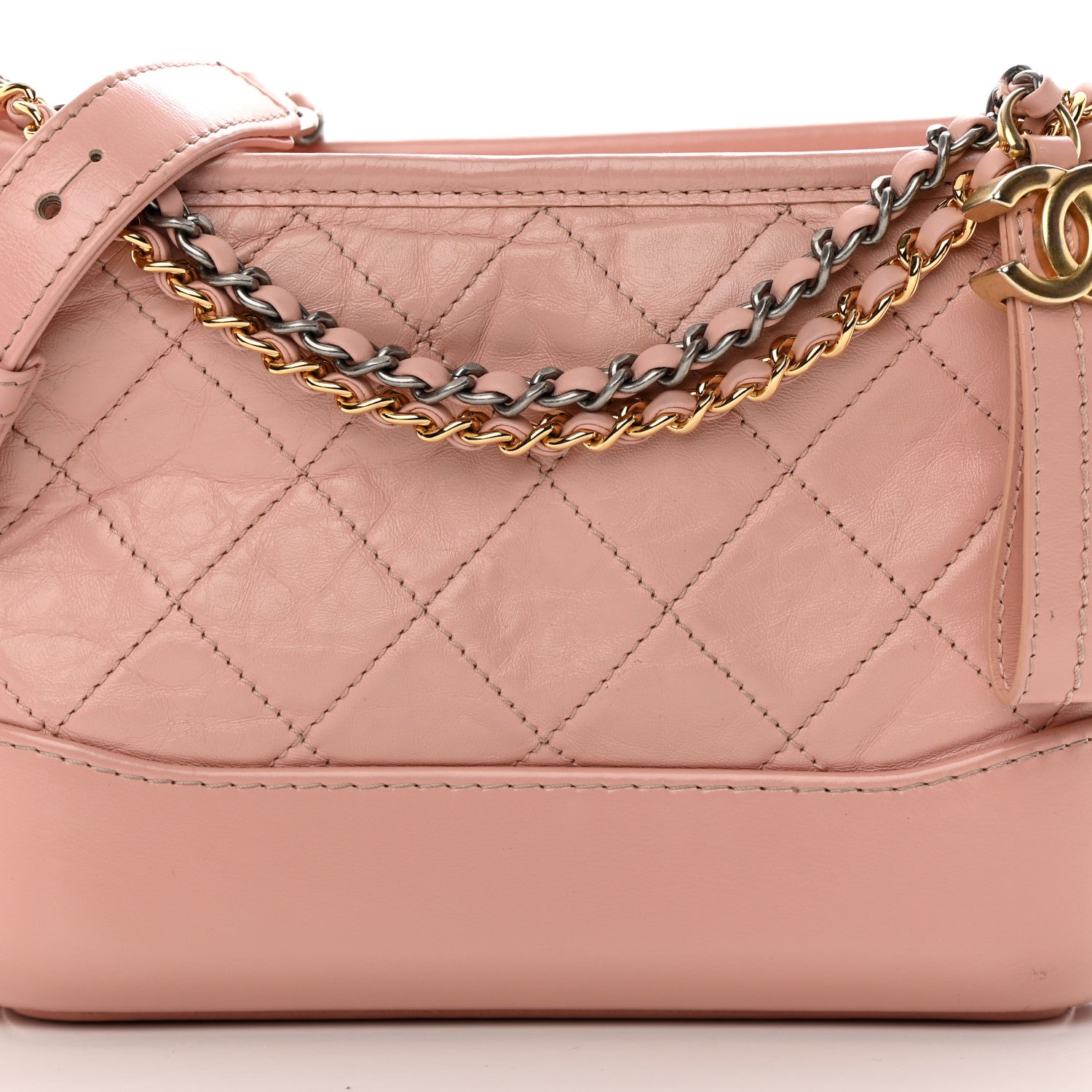 Chanel Aged Calfskin Quilted Small Gabrielle Hobo Pink 8 of 16