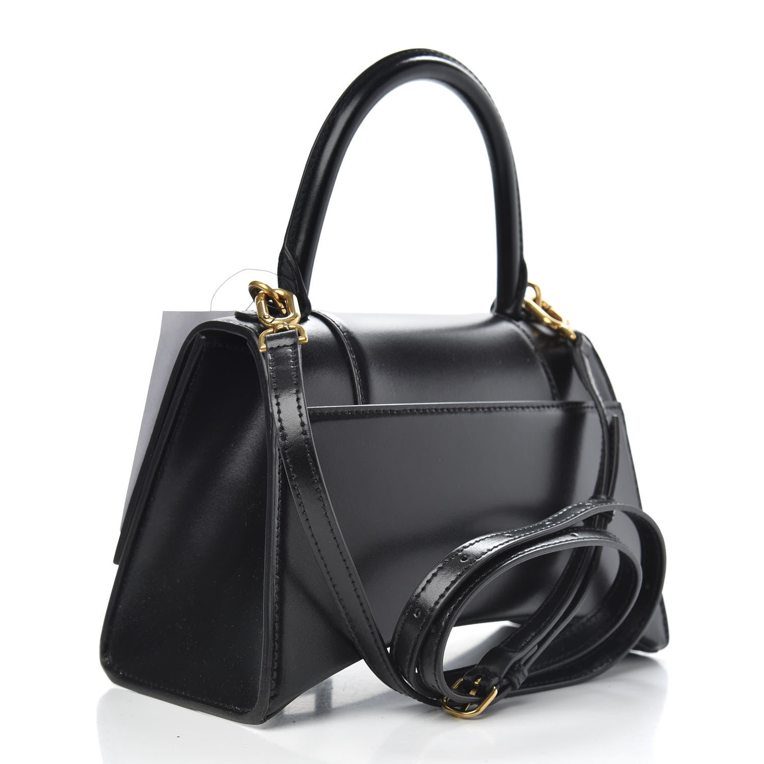 Balenciaga Shiny Box Calfskin Small Hourglass Top Handle Bag Black 3 of 8