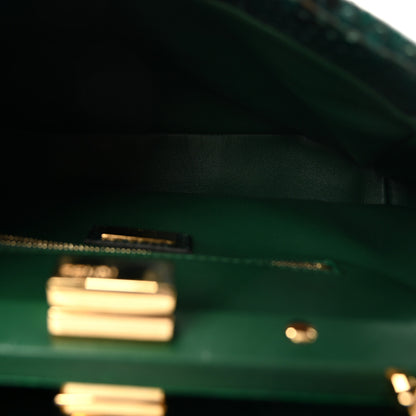 Fendi Snakeskin Shiny Nappa Mini Peekaboo Iconic Satchel Green 5 of 9