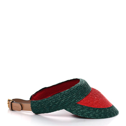 Gucci Raffia Web Visor M Green Red 5 of 11