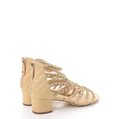 Chanel Lambskin CC Chain Sandals 37.5 Beige 4 of 8