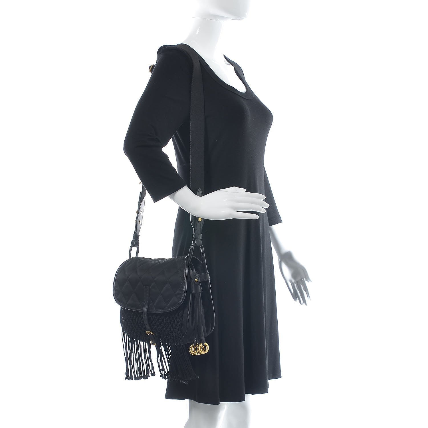 Prada Tessuto Nylon Quilted Corsaire Hunting Bag Black 2 of 7