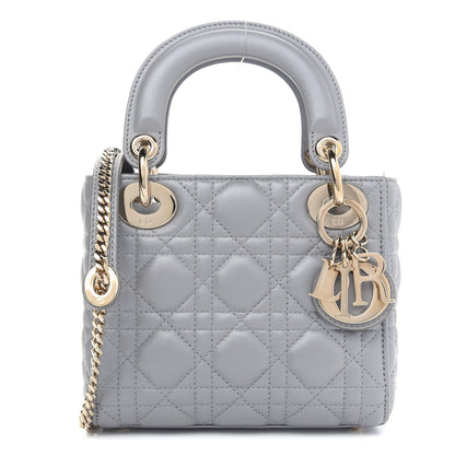 Christian Dior Metallic Lambskin Cannage Mini Lady Dior Grey 1 of 9