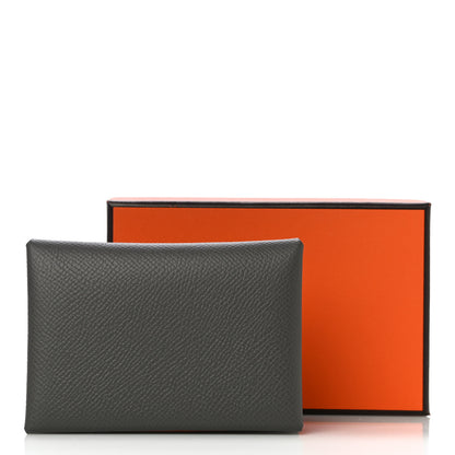 Hermes Epsom Calvi Duo Card Case Gris Meyer 10 of 10