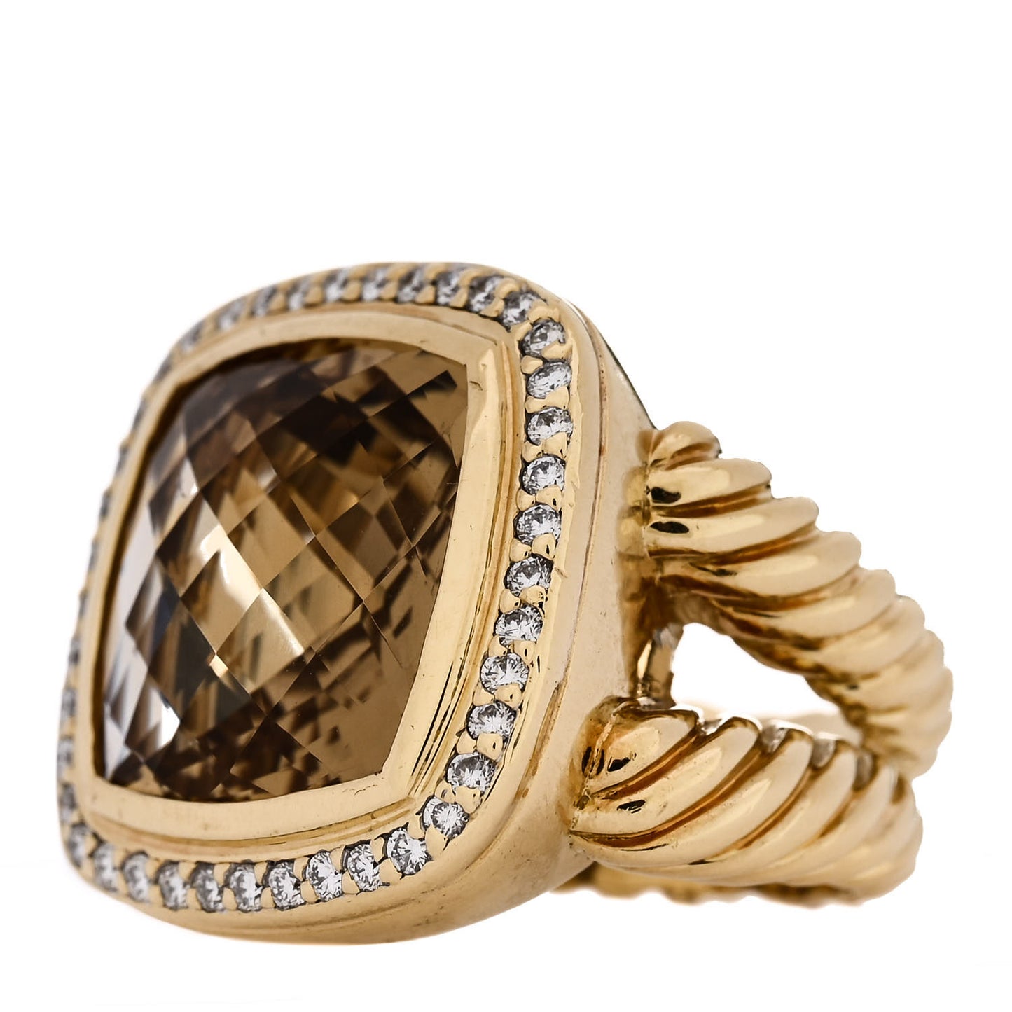 18K Yellow Gold Diamond Champagne Citrine 14mm Albion Ring 49 4.75