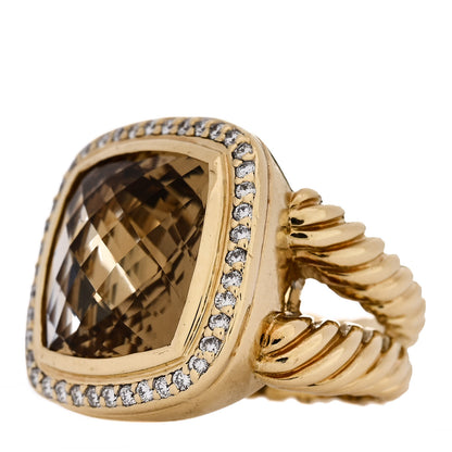 David Yurman 18K Yellow Gold Diamond Champagne Citrine 14mm Albion Ring 49 4.75 3 of 5