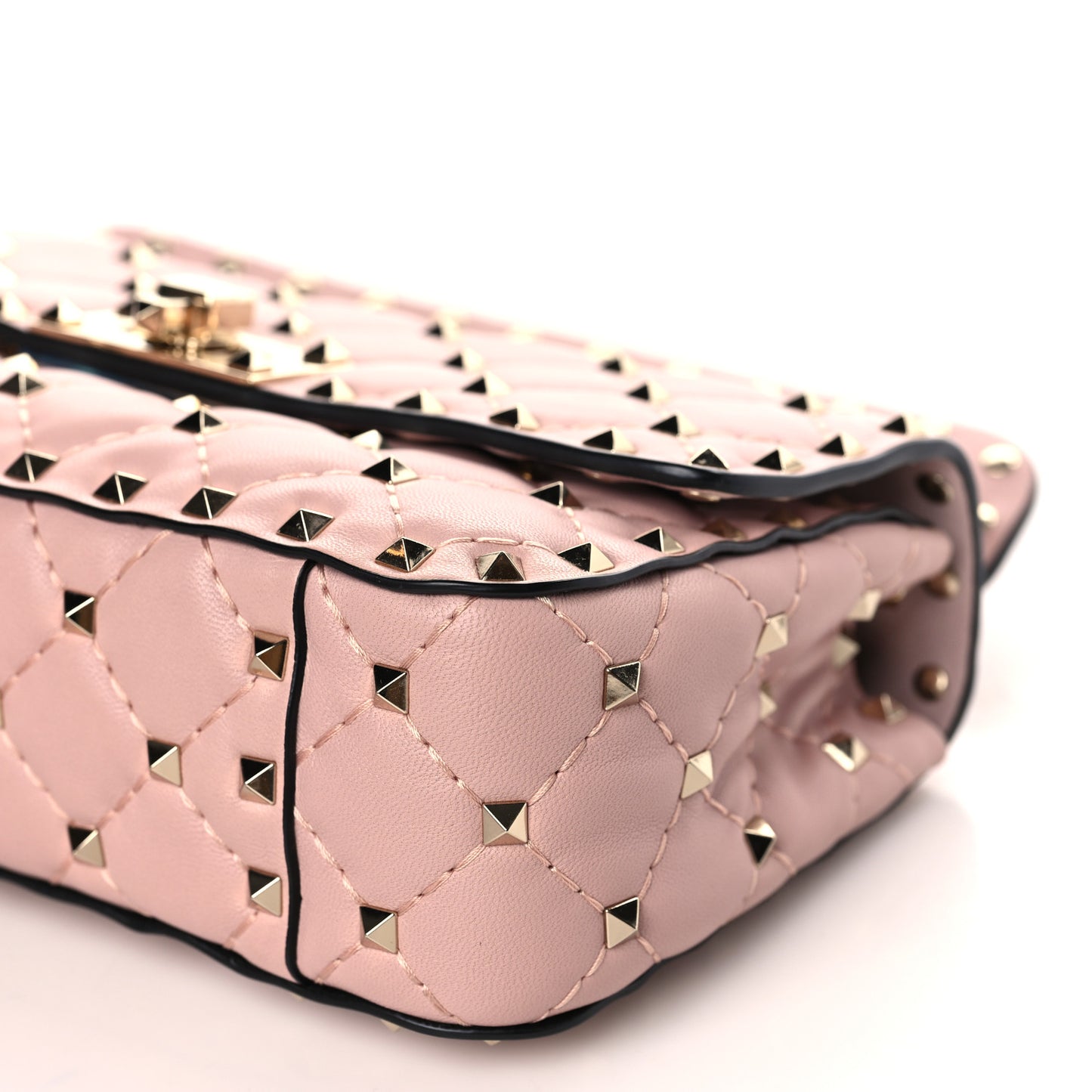 Nappa Small Rockstud Spike Shoulder Bag Water Rose