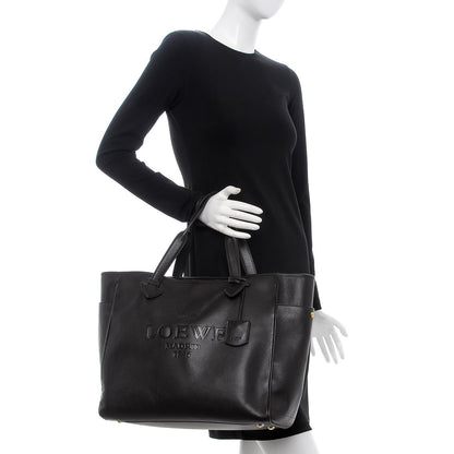 Loewe Calfskin Embossed Logo Shopper Tote Brown 2 of 13