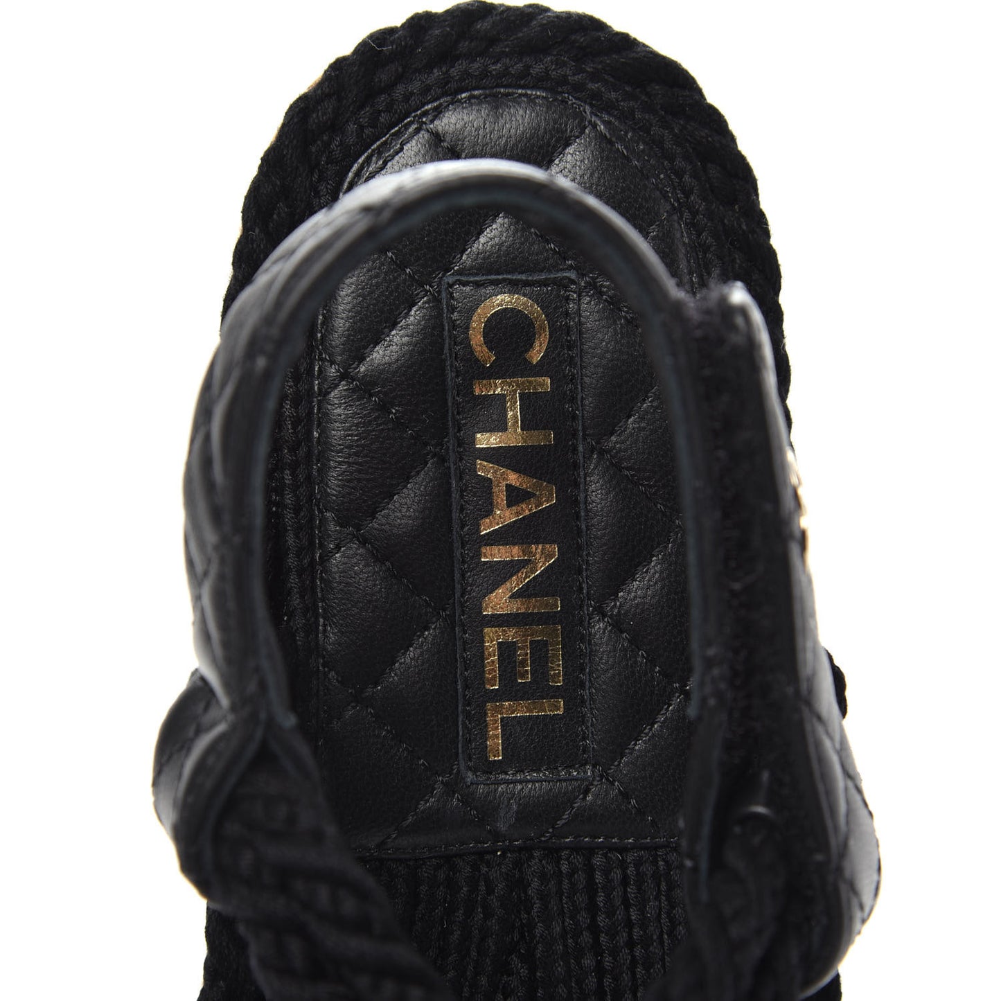 Cord Lambskin Quilted Logo Sandals 37 Black