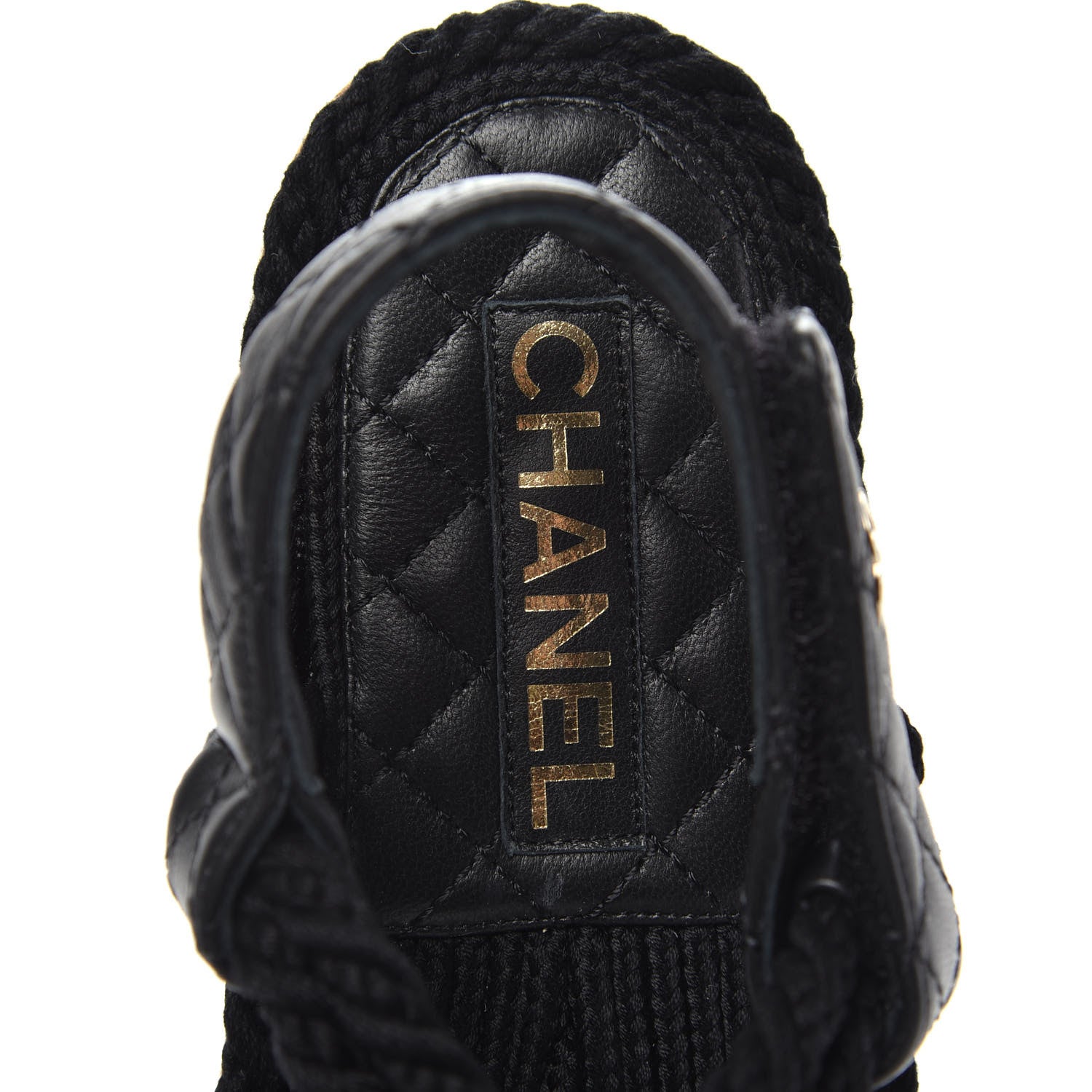 Chanel Cord Lambskin Quilted Logo Sandals 37 Black 6 of 11