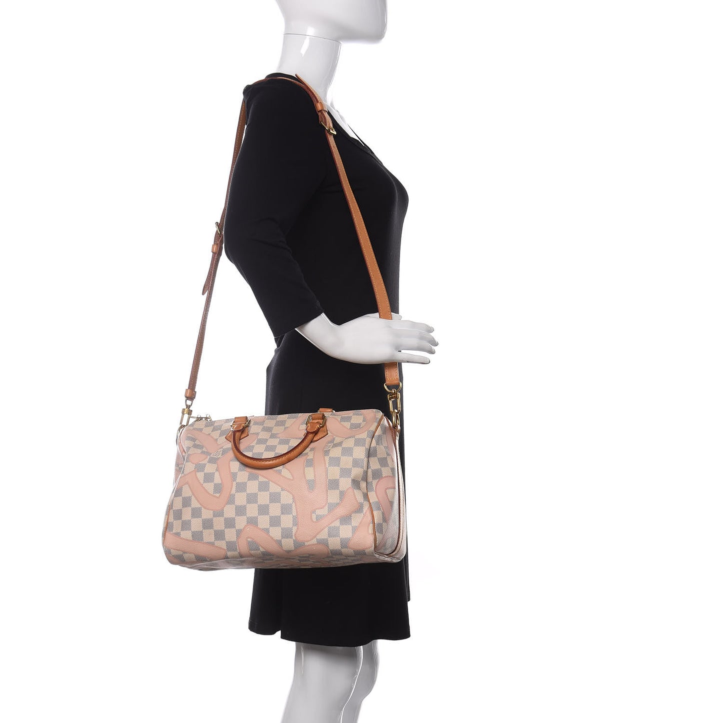 Damier Azur Tahitienne Speedy Bandouliere 30 Rose Ballerine