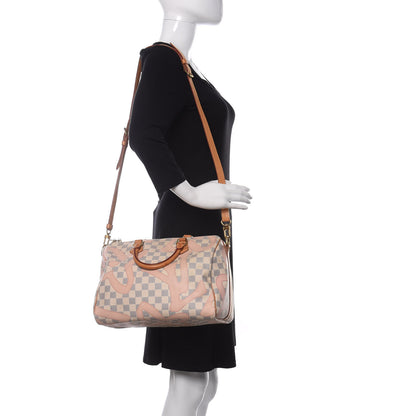 Louis Vuitton Damier Azur Tahitienne Speedy Bandouliere 30 Rose Ballerine 2 of 9