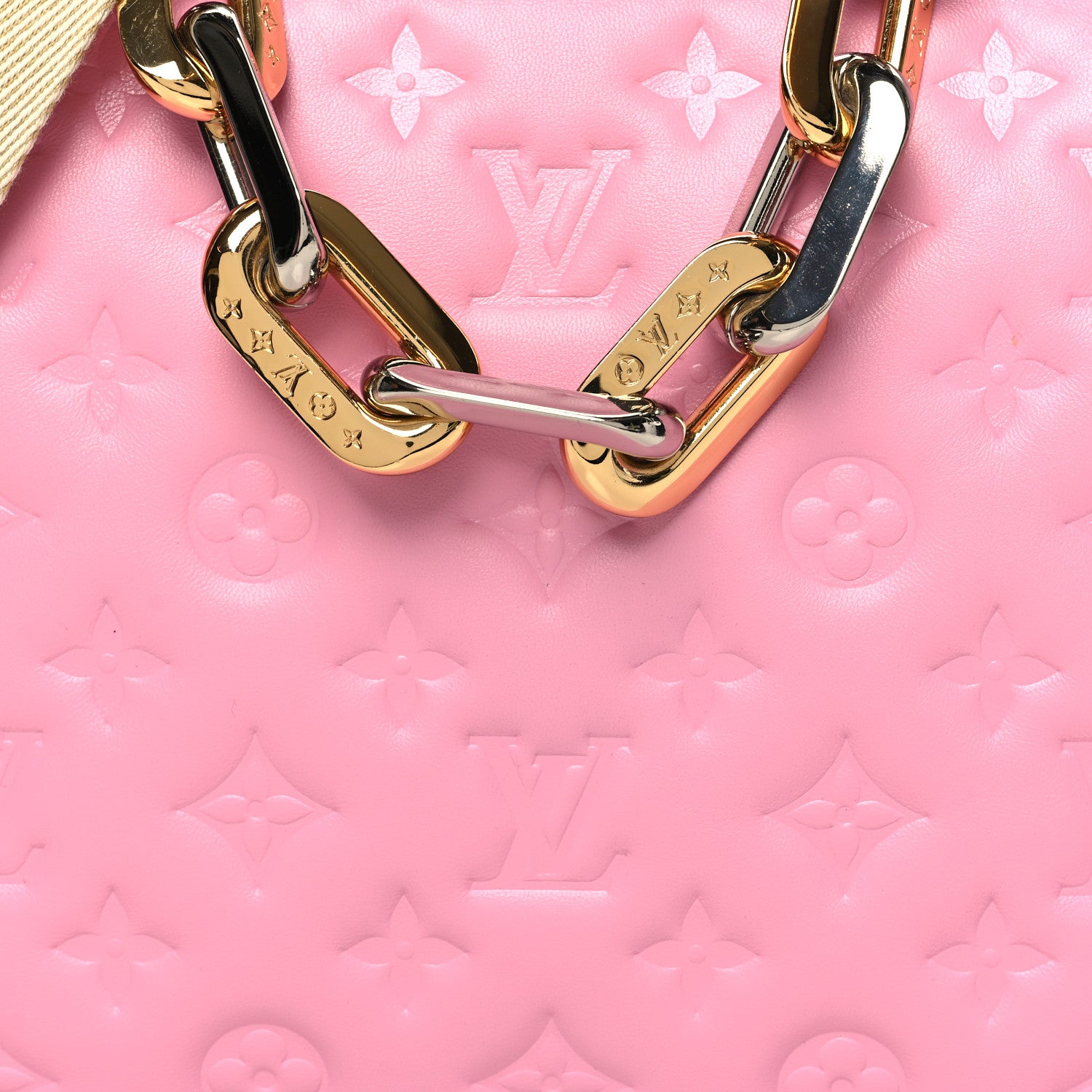 Louis Vuitton Lambskin Embossed Monogram Coussin PM Rose Bonbon 9 of 14
