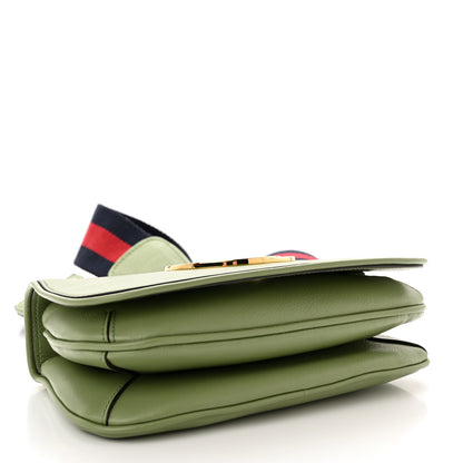 Gucci Roxy Calfskin Web Mini Blondie Shoulder Bag Salamander Green 4 of 11
