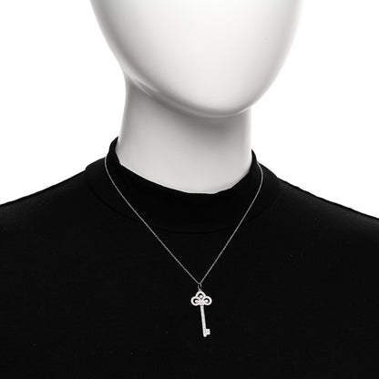 Tiffany Platinum Diamond .41ct Fleur De Lis Key Pendant Necklace 2 of 5