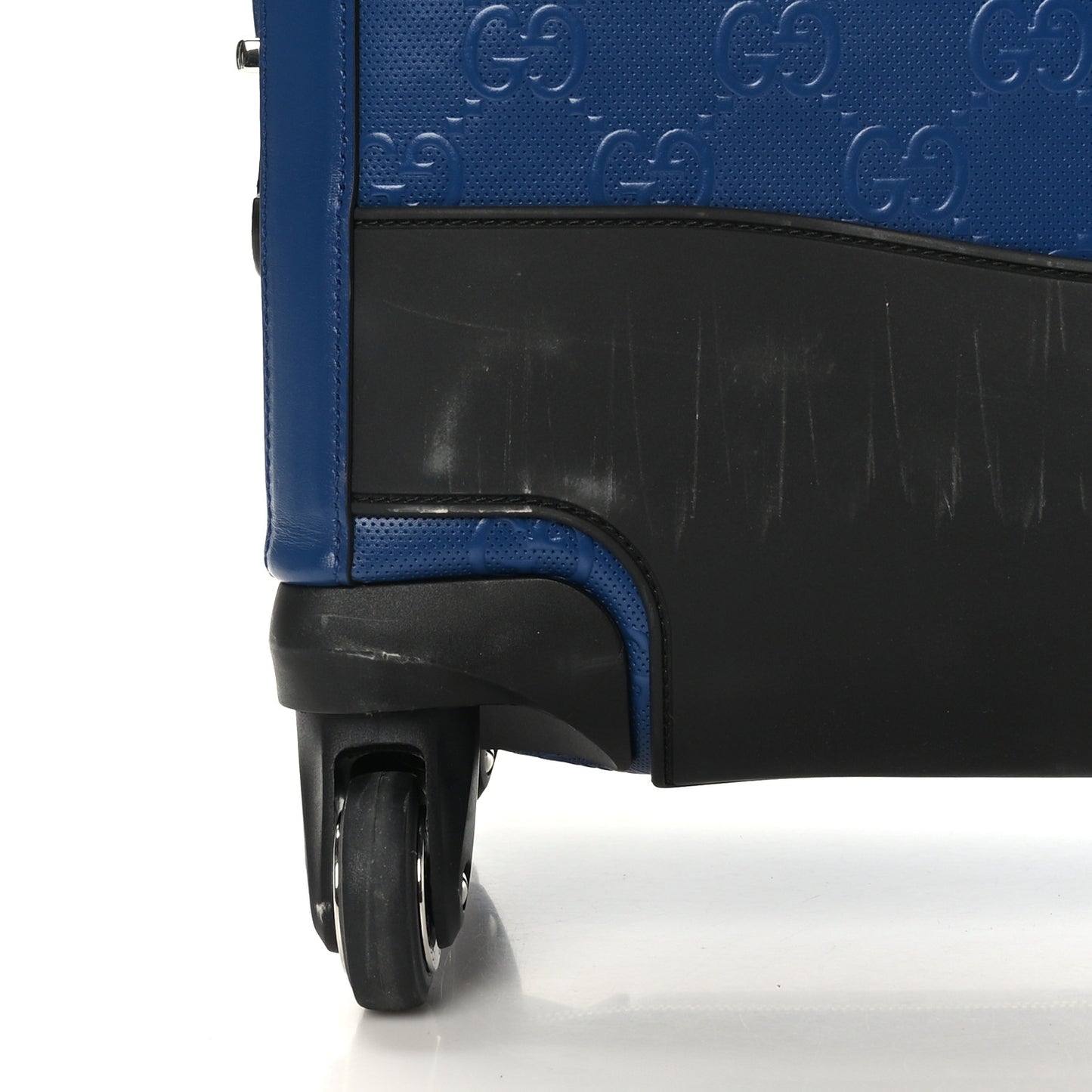 Calfskin GG Tennis Embossed Small Savoy Cabin Trolley Intense Metal Blue