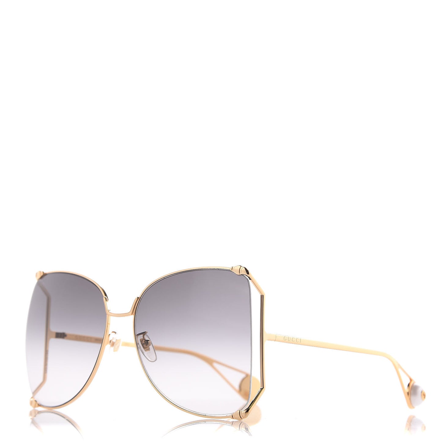 Oversized Round Sunglasses GG0252S Gold Grey