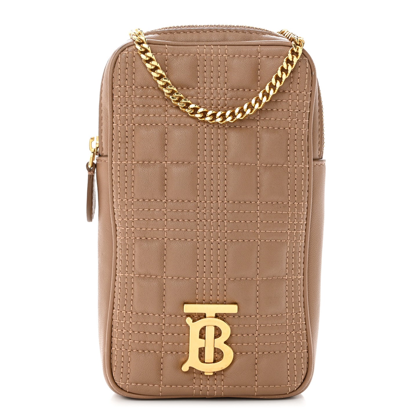 Lambskin Quilted Mini Lola Vertical Crossbody Bag Camel