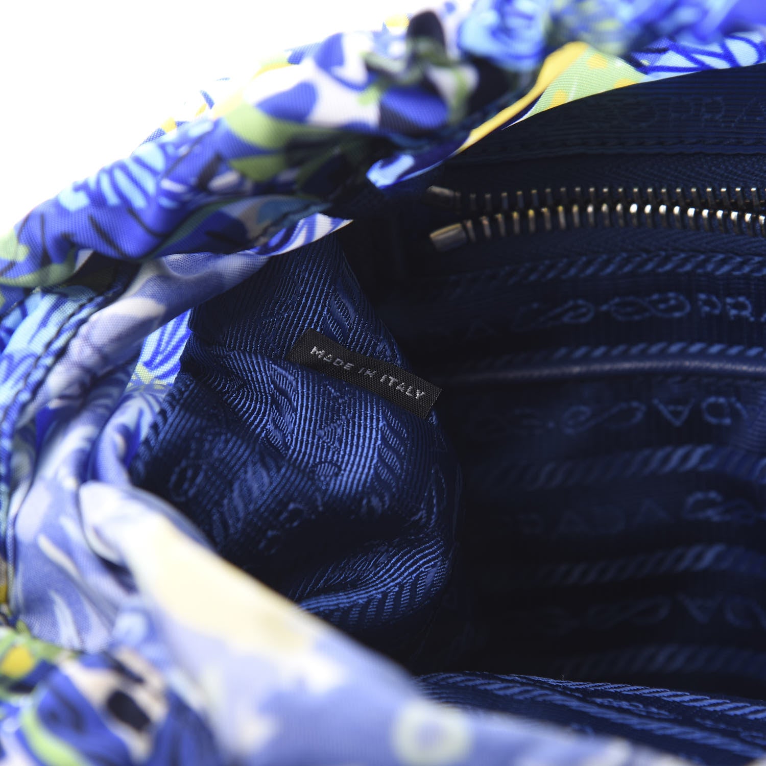 Prada Nylon Saffiano Floral Print Single Buckle Backpack Bluette Dis Primule 6 of 11