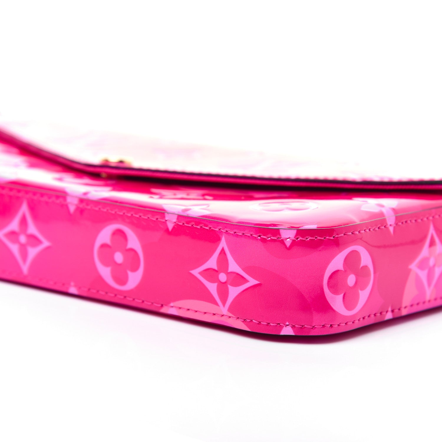Louis Vuitton Vernis Valentine Pochette Felicie Chain Wallet Fuchsia 7 of 14