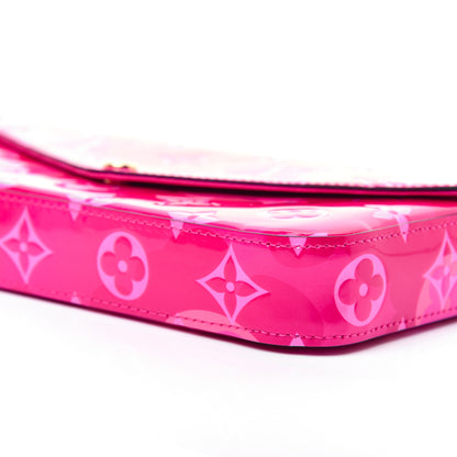 Louis Vuitton Vernis Valentine Pochette Felicie Chain Wallet Fuchsia 7 of 14