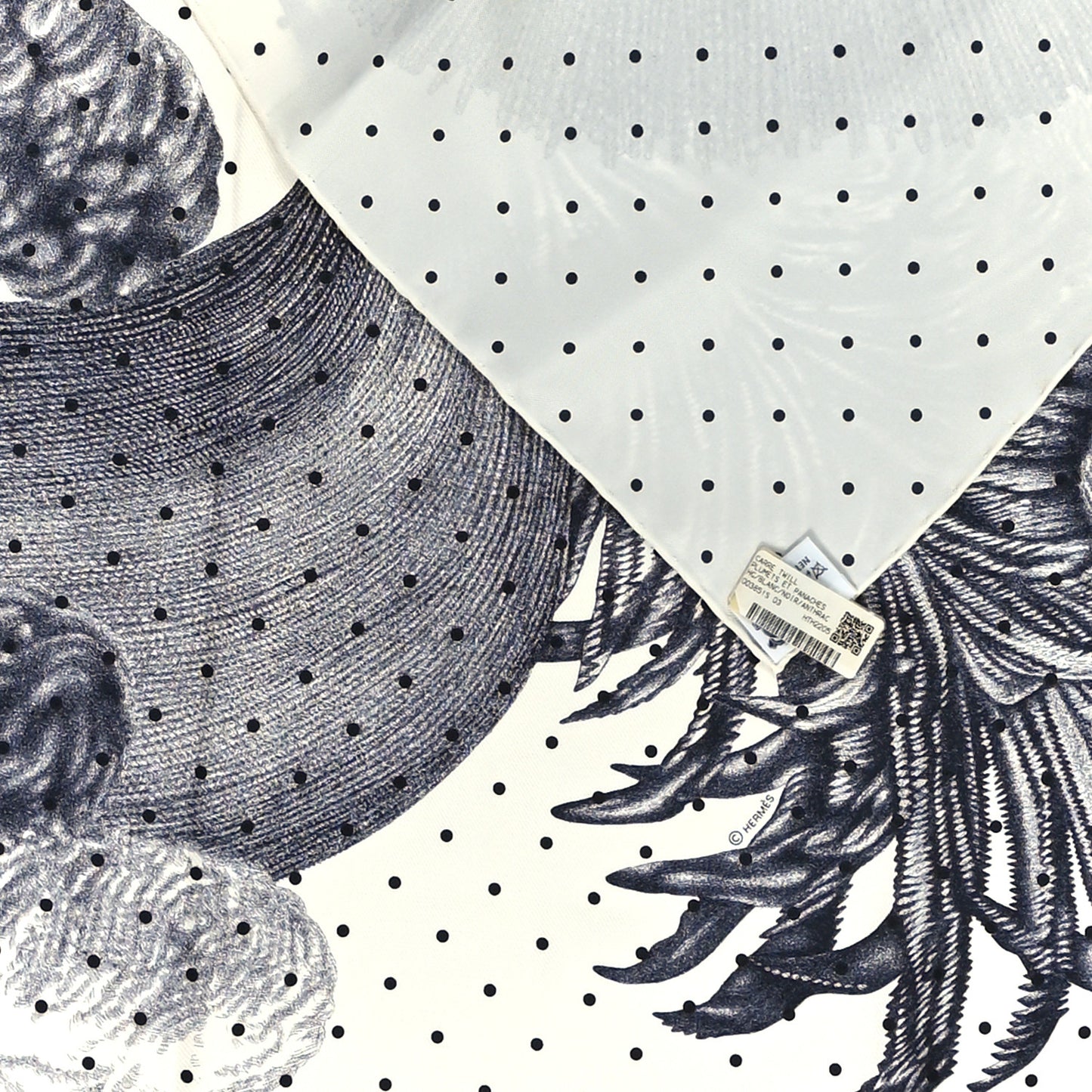 Silk Plumets Et Panaches Scarf 90 White Black Anthracite