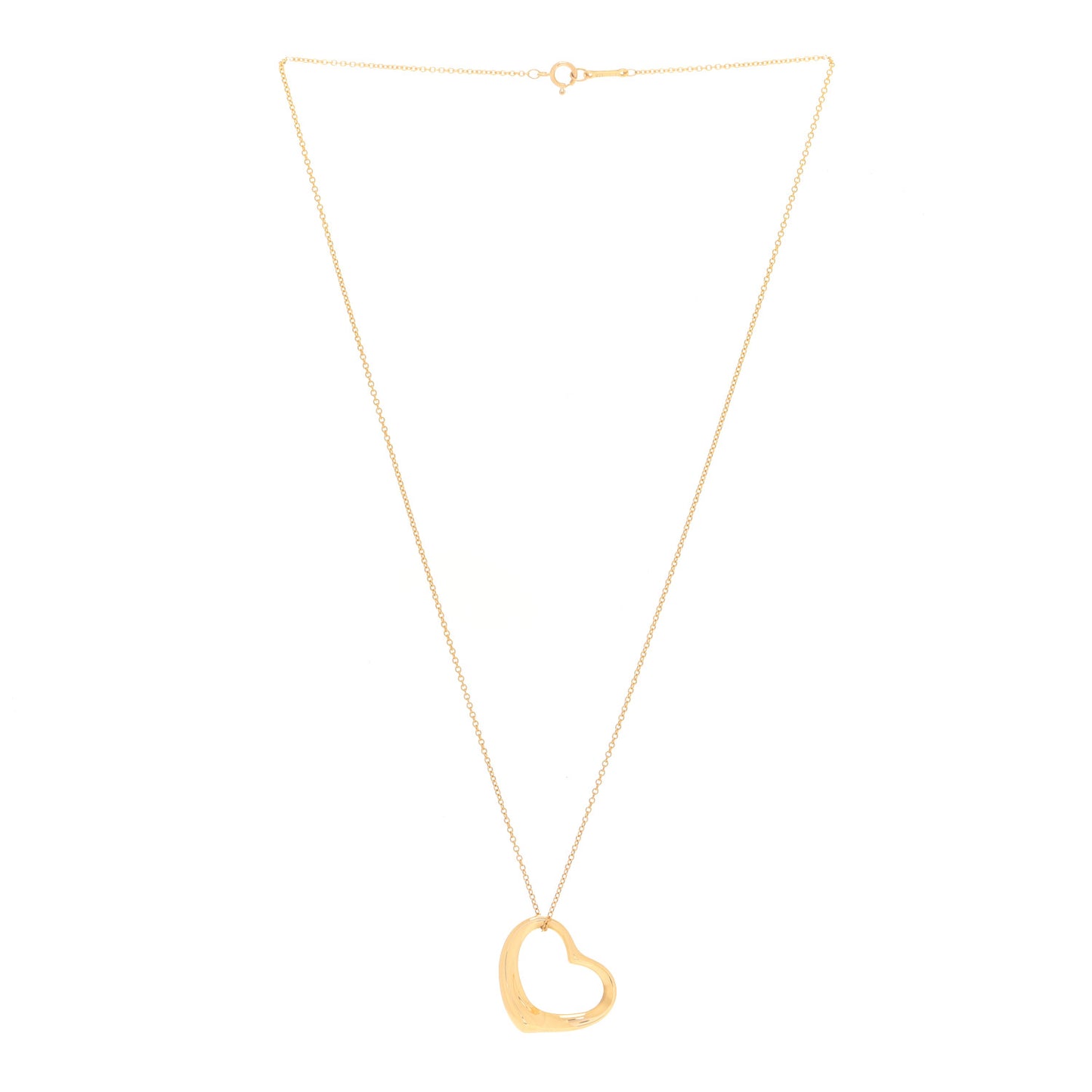 18K Yellow Gold 22mm Elsa Peretti Open Heart Pendant Necklace