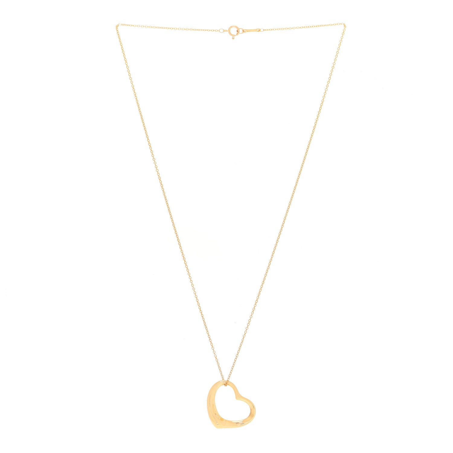 Tiffany 18K Yellow Gold 22mm Elsa Peretti Open Heart Pendant Necklace 3 of 6