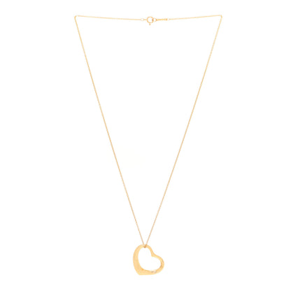 Tiffany 18K Yellow Gold 22mm Elsa Peretti Open Heart Pendant Necklace 3 of 6