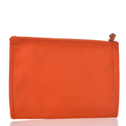 Hermes Toile Flat Yachting Pouch PM Orange 3 of 7