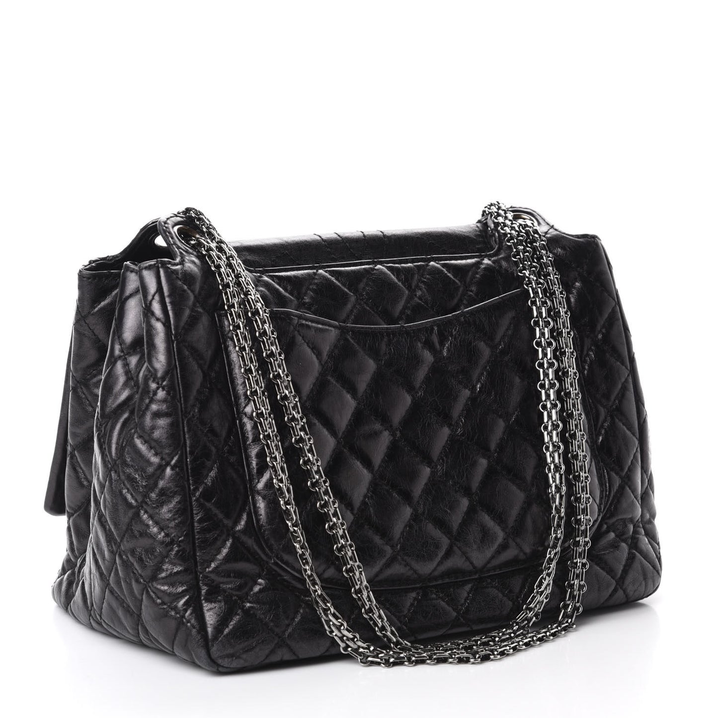 Metallic Aged Calfskin Quilted Reissue 2.55 Accordion Flap Black