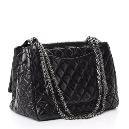 Chanel Metallic Aged Calfskin Quilted Reissue 2.55 Accordion Flap Black 3 of 10