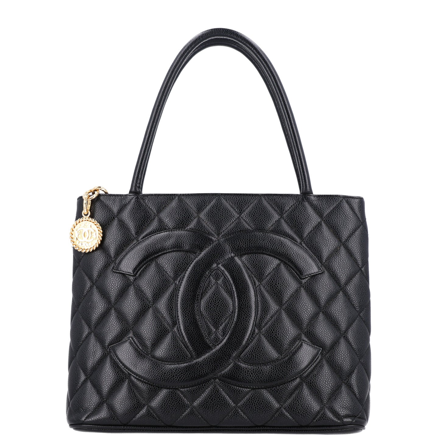 Caviar Quilted Medallion Tote Black