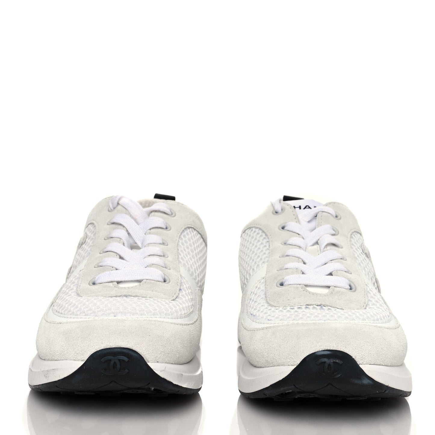 Calfskin Mesh Lycra Suede Womens Logo Sneakers 39 White