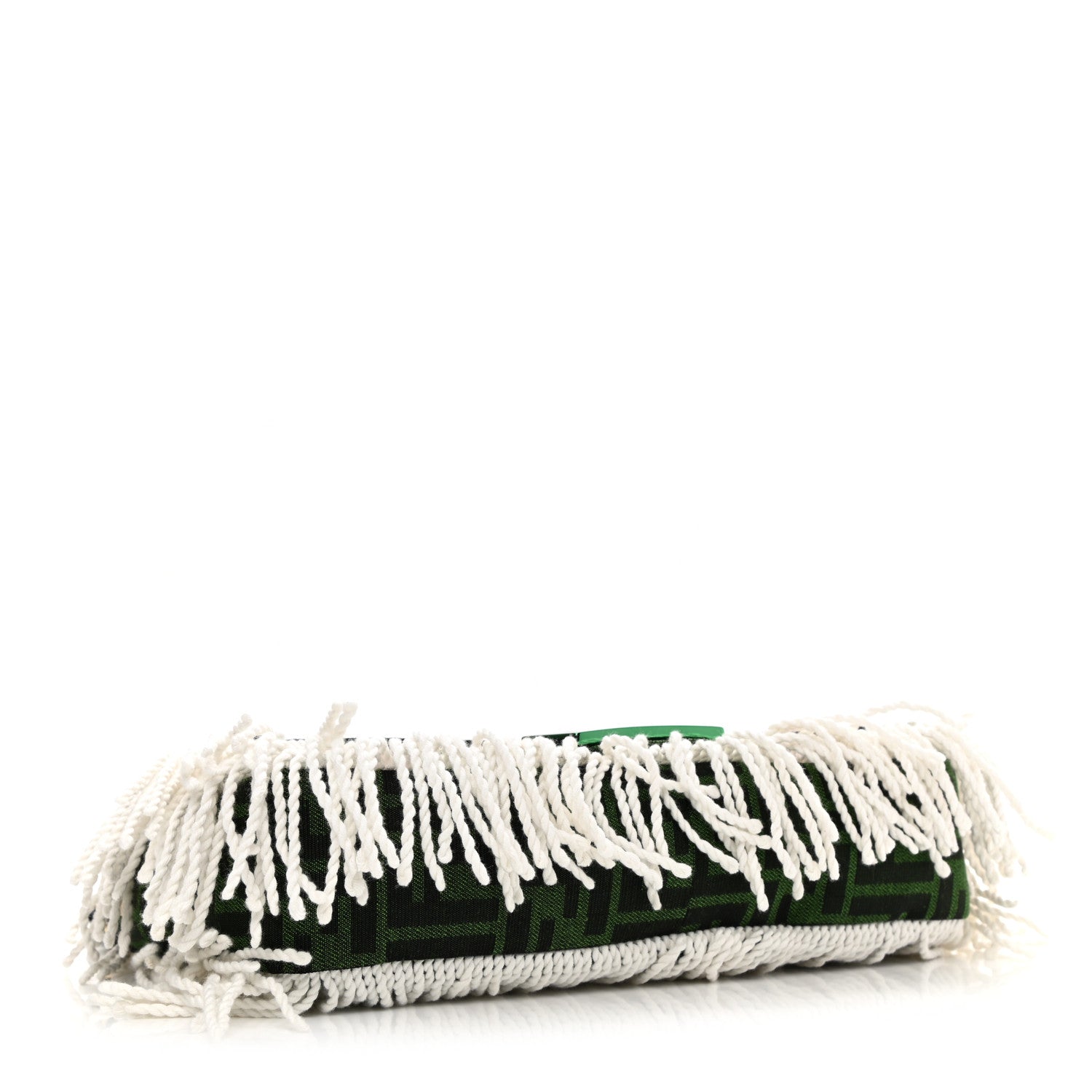 Fendi Fabric Jacquard FF 1974 Fringe Floral Embroidered Baguette Verde Multcolor 4 of 10
