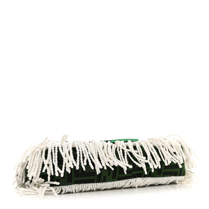 Fendi Fabric Jacquard FF 1974 Fringe Floral Embroidered Baguette Verde Multcolor 4 of 10