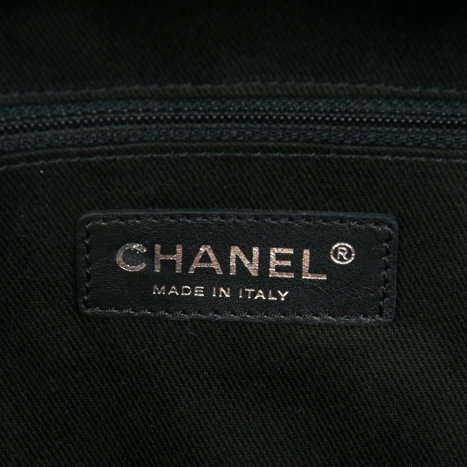 Chanel Wool Calfskin CC Chevron All Day Long Boston Black White 6 of 9