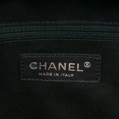 Chanel Wool Calfskin CC Chevron All Day Long Boston Black White 6 of 9