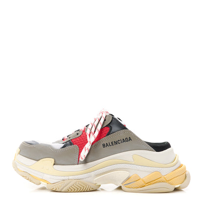 Balenciaga Fabric Mesh Womens Triple S Mule Sneakers 40 Grey Red 1 of 9