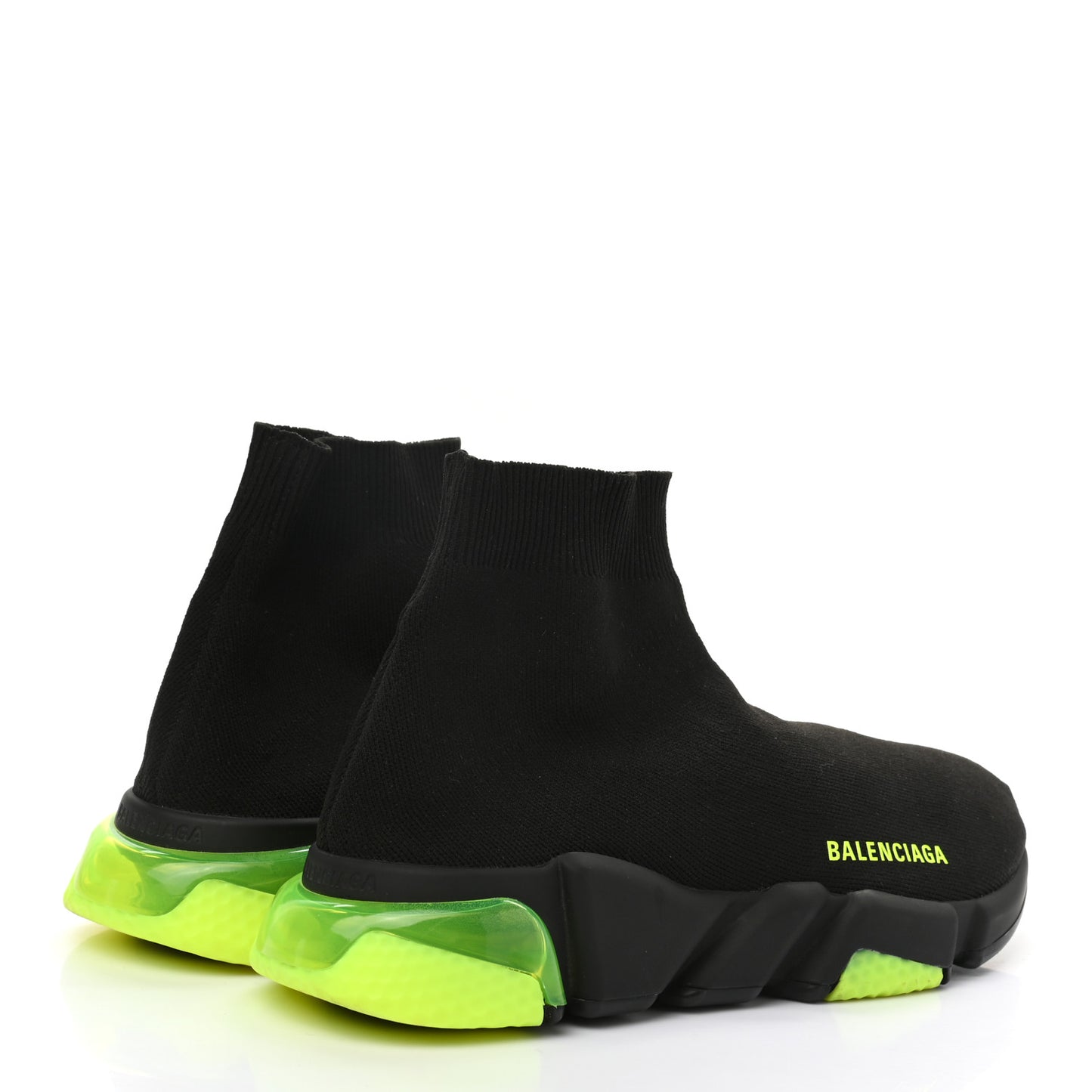 Neoprene Knit Womens Speed Clear Sole Sneakers 39 Black Yellow Fluo