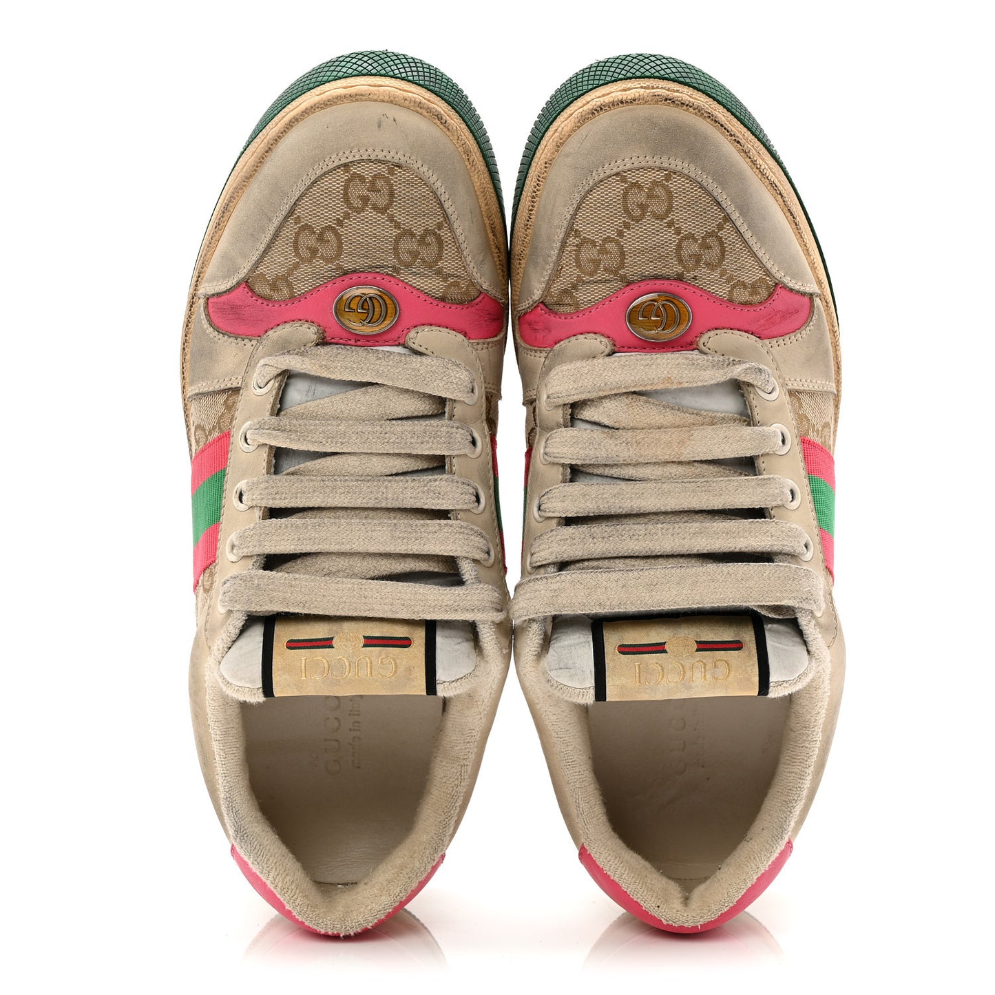 GG Monogram Nubuck Web Womens Screener Sneakers 38 New Sand Dusty Milk Pink