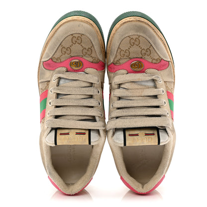 Gucci GG Monogram Nubuck Web Womens Screener Sneakers 38 New Sand Dusty Milk Pink 2 of 10