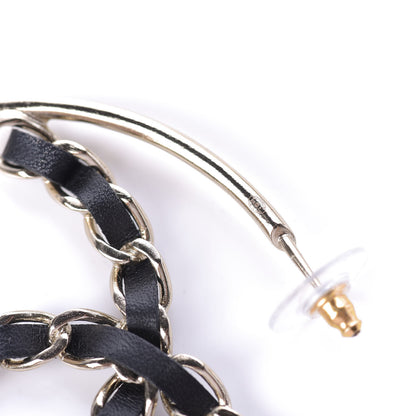Chanel Lambskin CC Chain Hoop Earrings Black Gold 3 of 3