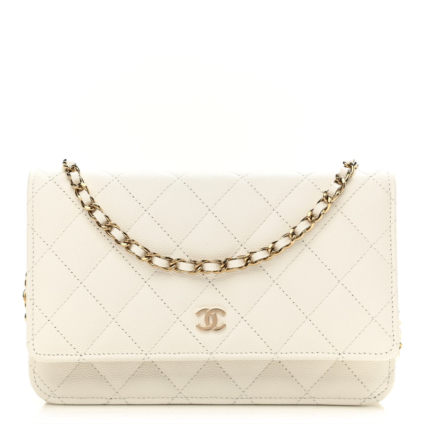 Caviar Quilted Wallet On Chain WOC White