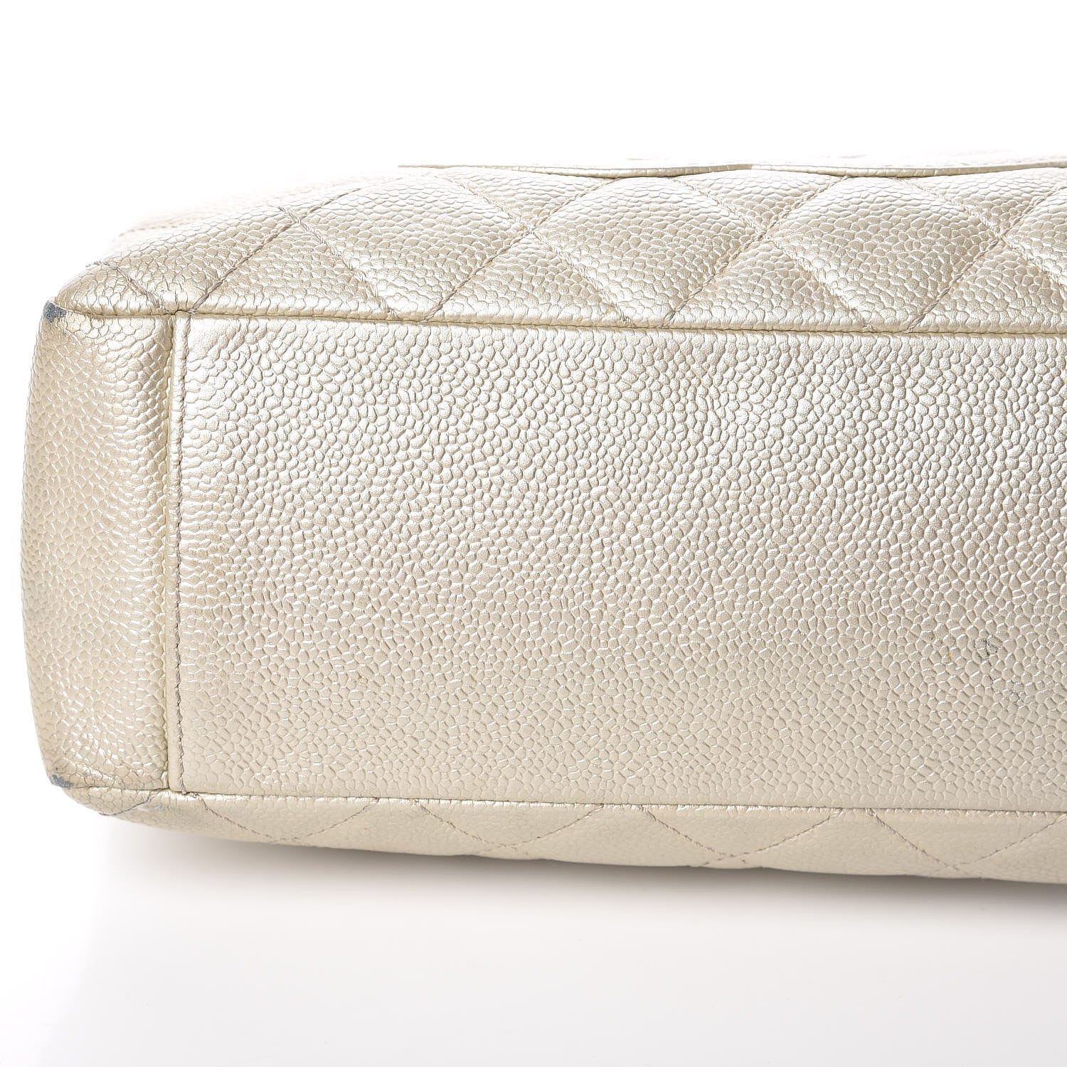 Chanel Metallic Caviar Quilted Petit Shopping Tote PST Pearl 20 of 34