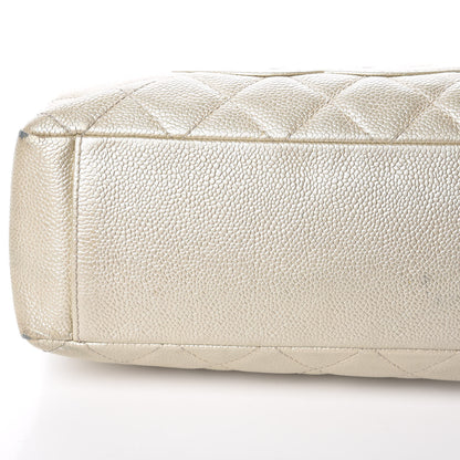 Chanel Metallic Caviar Quilted Petit Shopping Tote PST Pearl 20 of 34